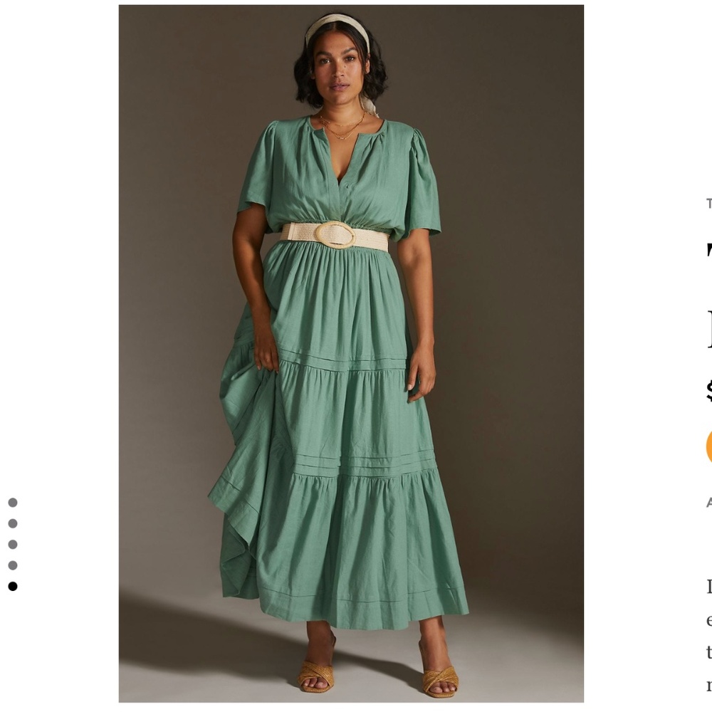 Green Sage Anthropologie Somerset Linen Blend Maxi Dress XL